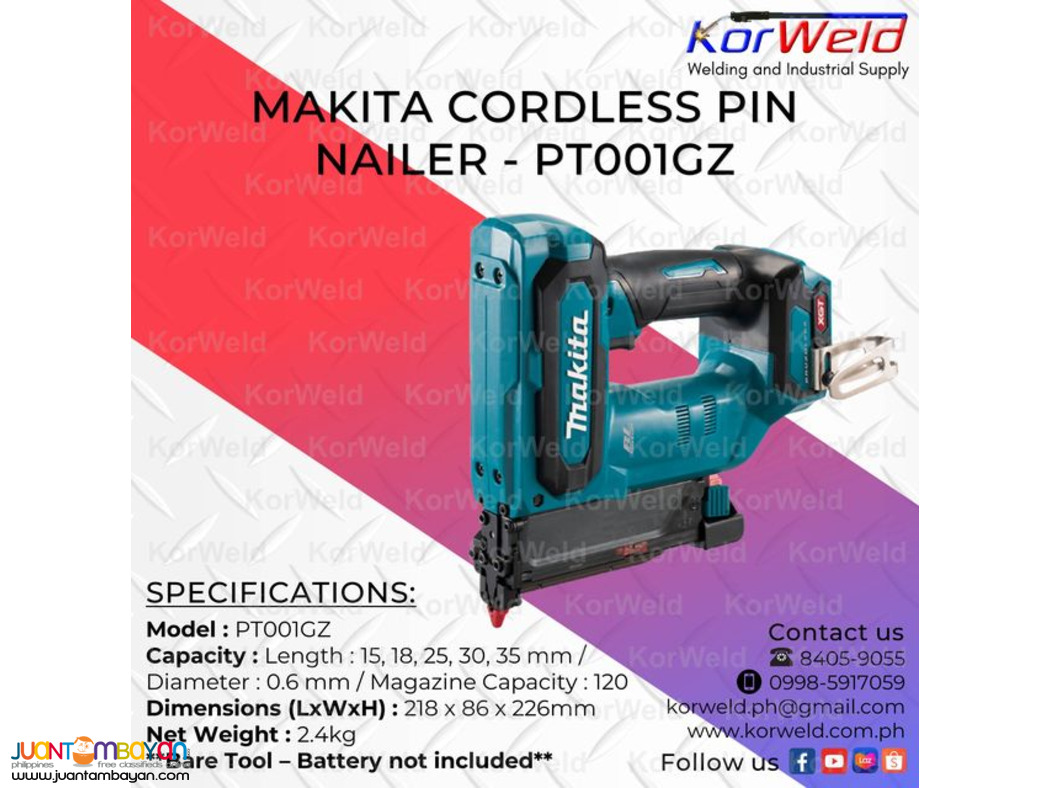 Makita Cordless Pin Nailer PT001GZ