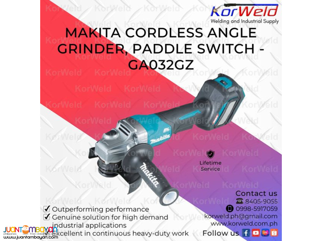 Makita Cordless Angle Grinder, Paddle Switch GA032GZ