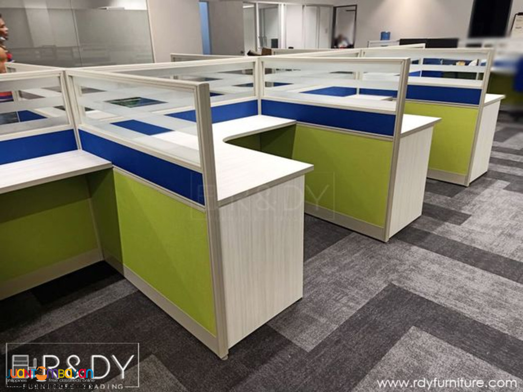modular panel partition and table-ltype table with frosted