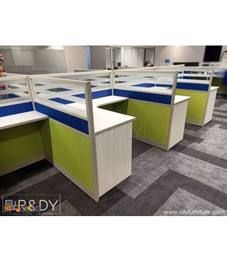 modular panel partition and table-ltype table with frosted