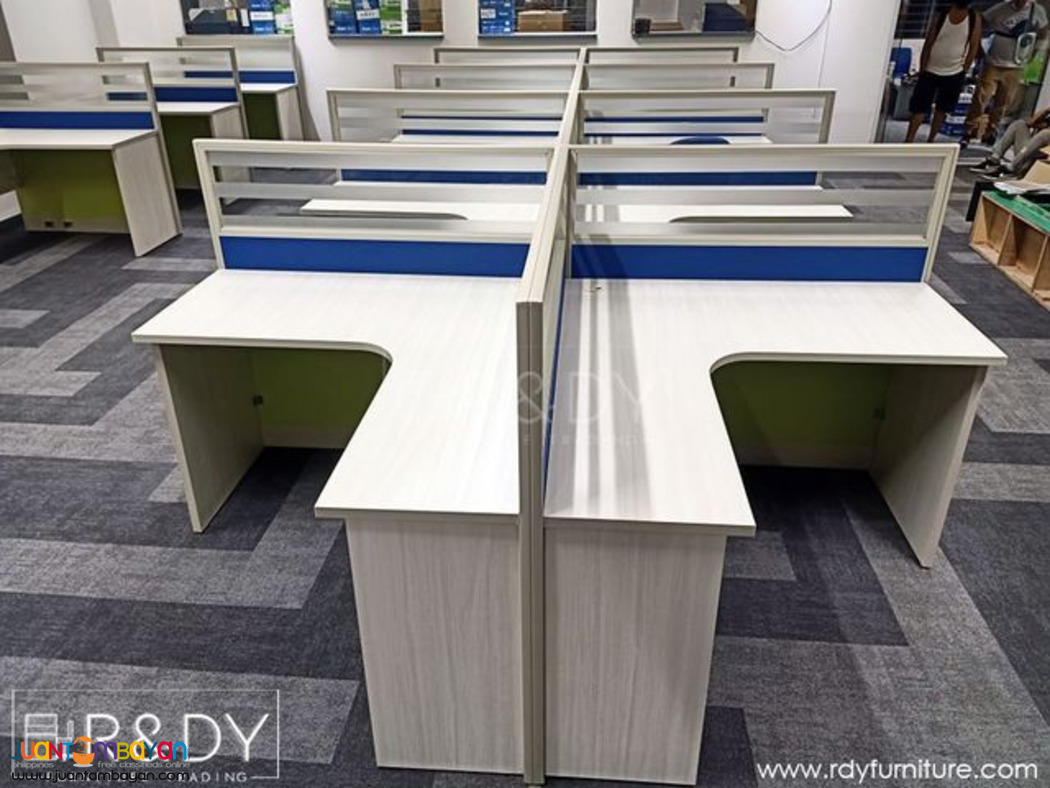 modular panel partition and table-ltype table with frosted