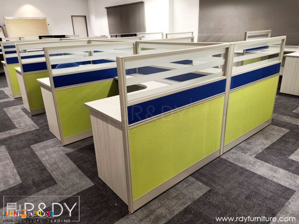 modular panel partition and table-ltype table with frosted