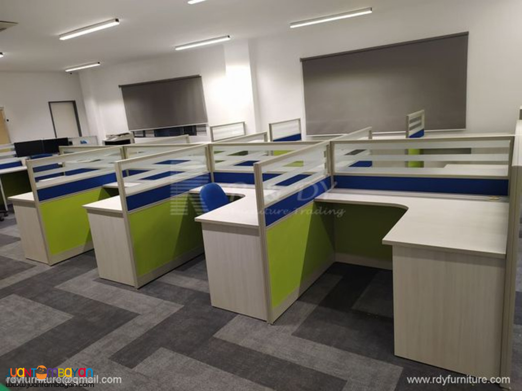modular panel partition and table-ltype table with frosted