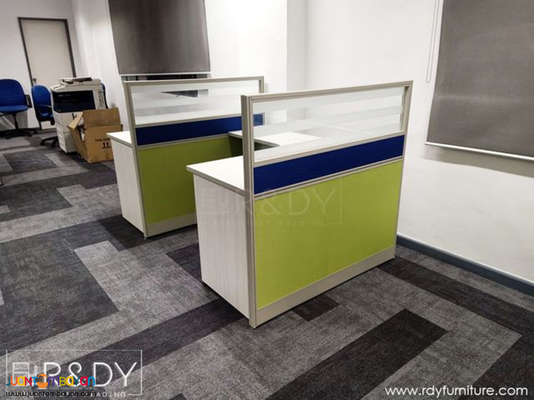 modular panel partition and table-ltype table with frosted