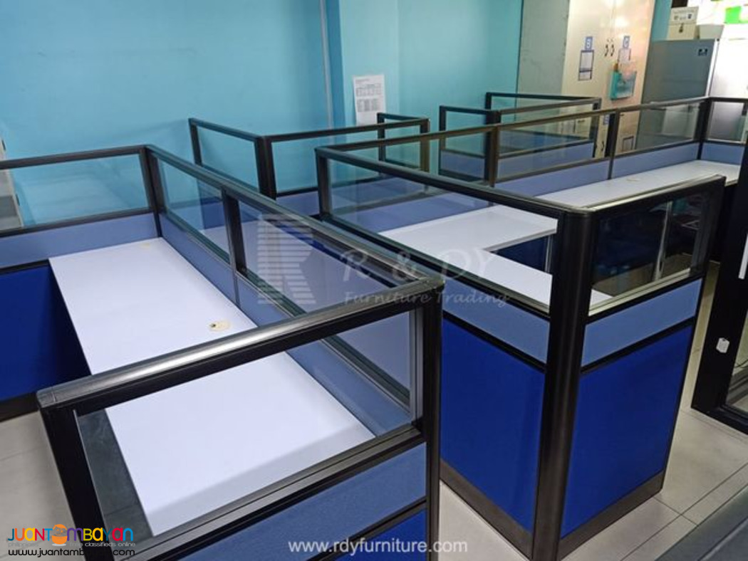 Fabric Partition with glass/ customised Office Tables 