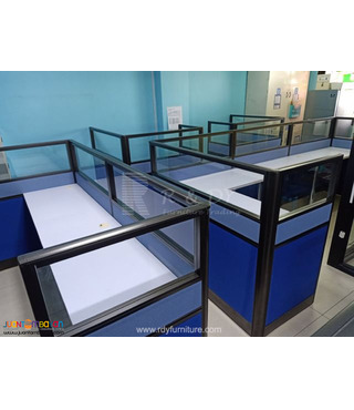 Fabric Partition with glass/ customised Office Tables 