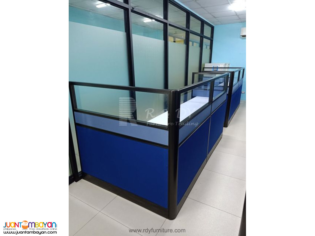 Fabric Partition with glass/ customised Office Tables 