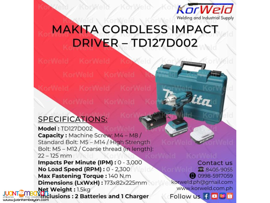  Makita Cordless Impact Driver TD127D002