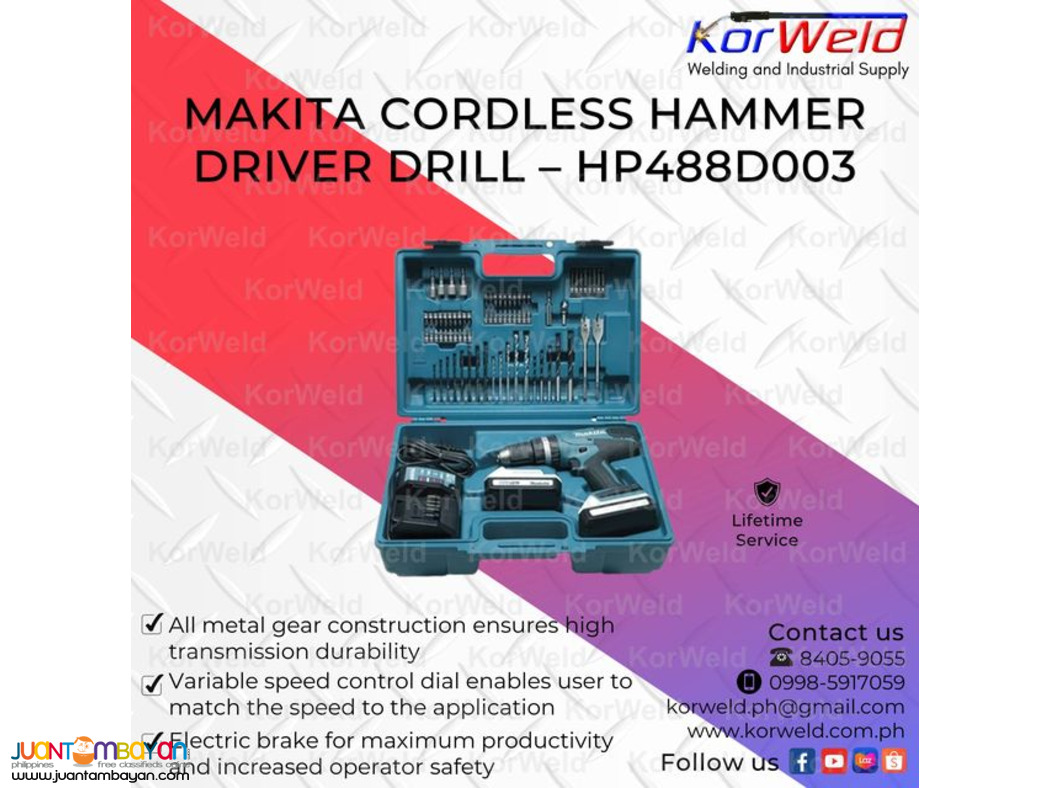 Makita Cordless Hammer Driver Drill HP488D003