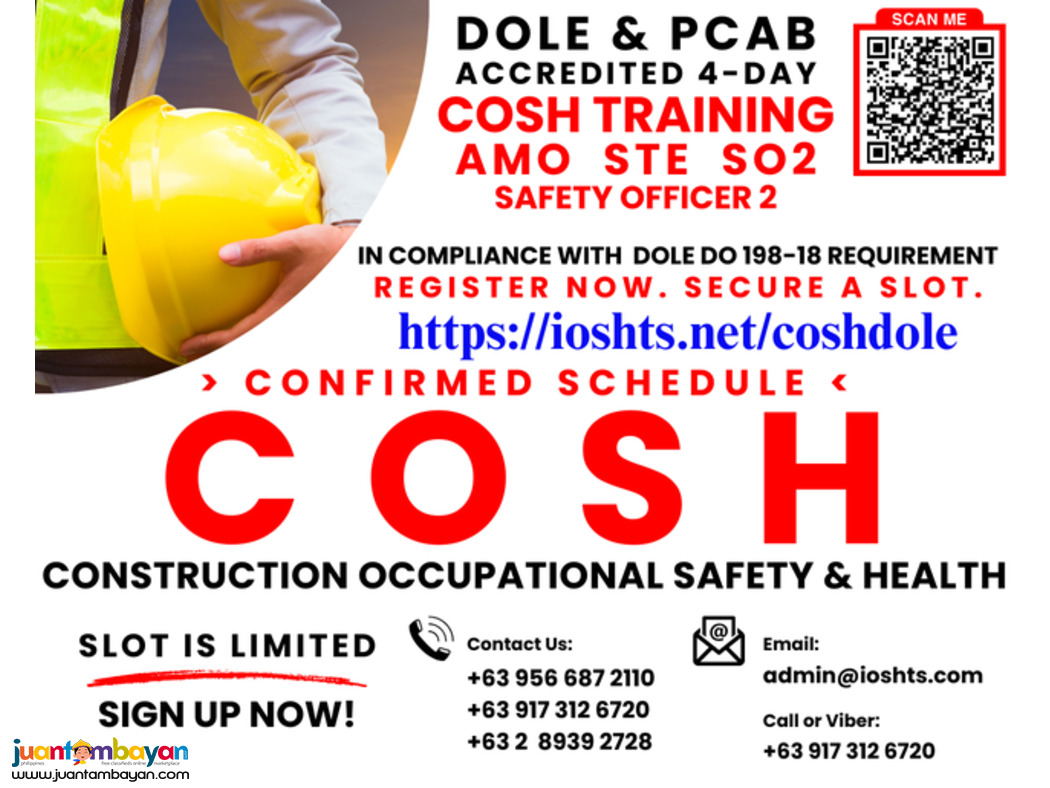 COSH Training Safety Officer AMO STE Training DOLE PCAB Weekend