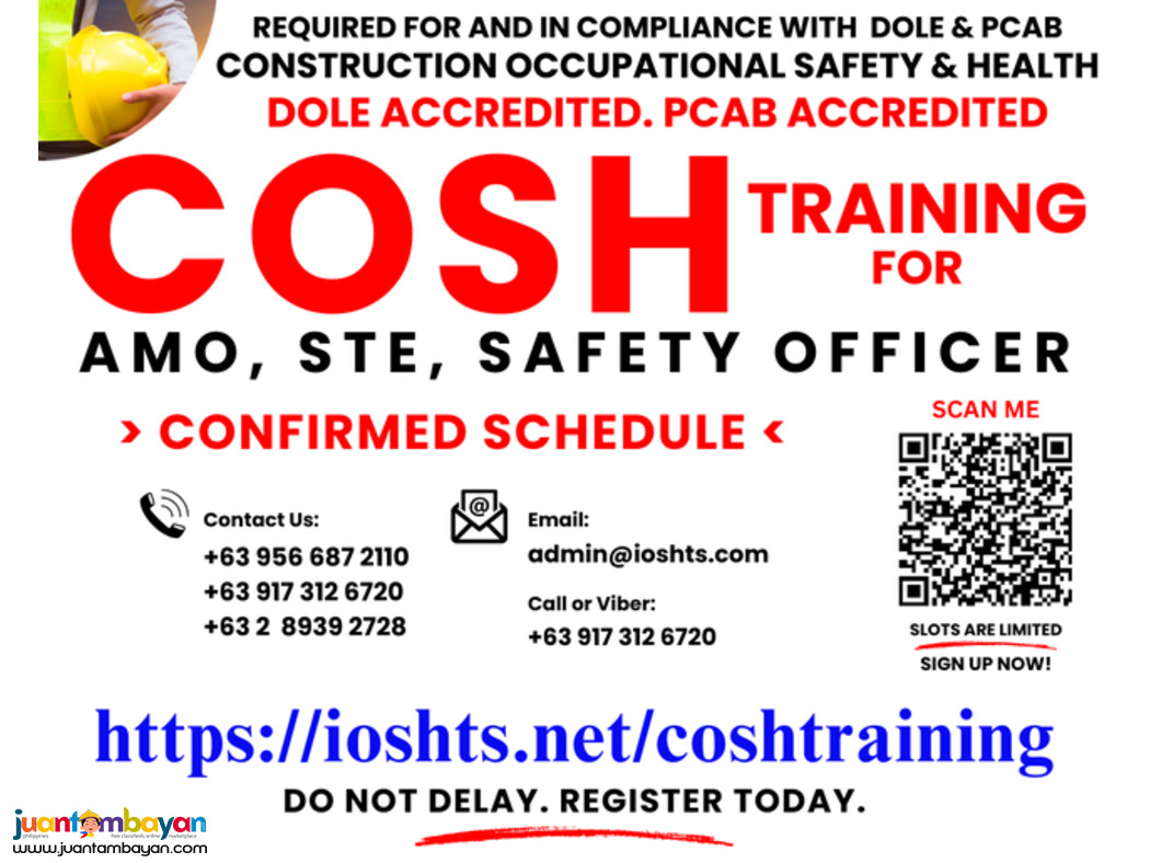 COSH Training Safety Officer AMO STE Training DOLE PCAB COSH Training Safety Officer AMO STE Training DOLE PCAB