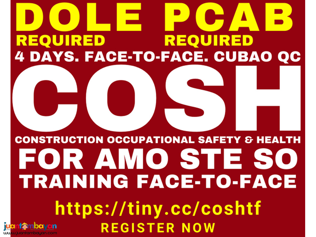 Face-to-Face PCAB DOLE Required COSH Training for AMO STE