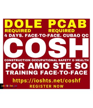 PCAB DOLE COSH Training Face-to-Face Authorized Managing Officer AMO