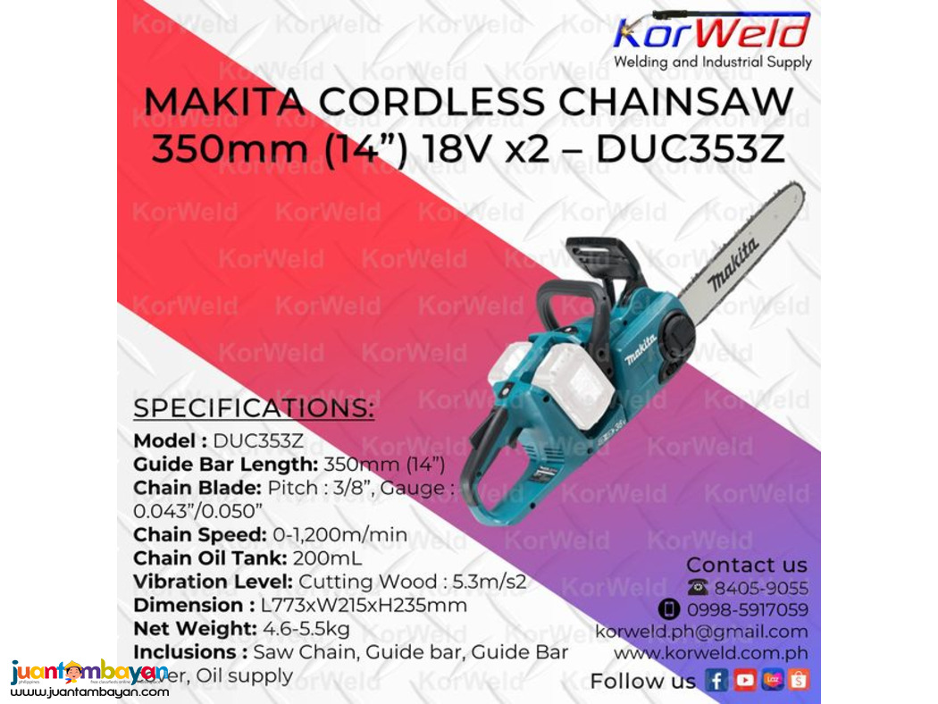 Makita Cordless Chainsaw 350mm (14