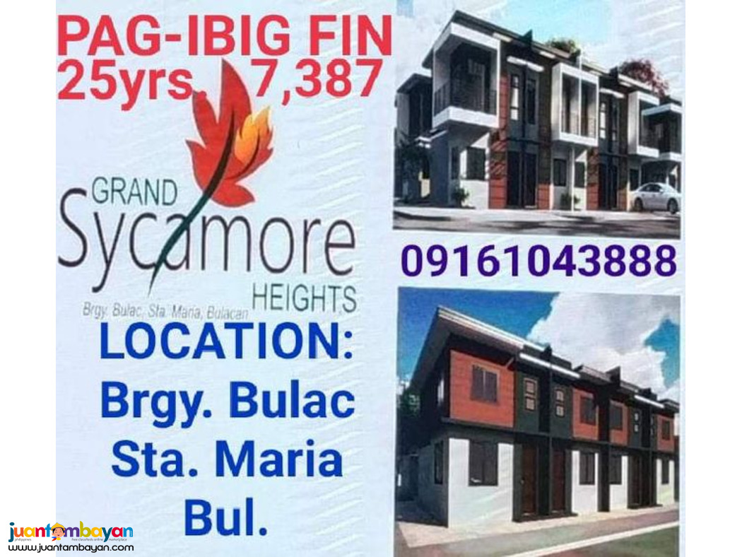 7,387 PAG-IBIG FIN. ROWHOUSE PROVISION W/LOFT @ STA. MARIA BUL.