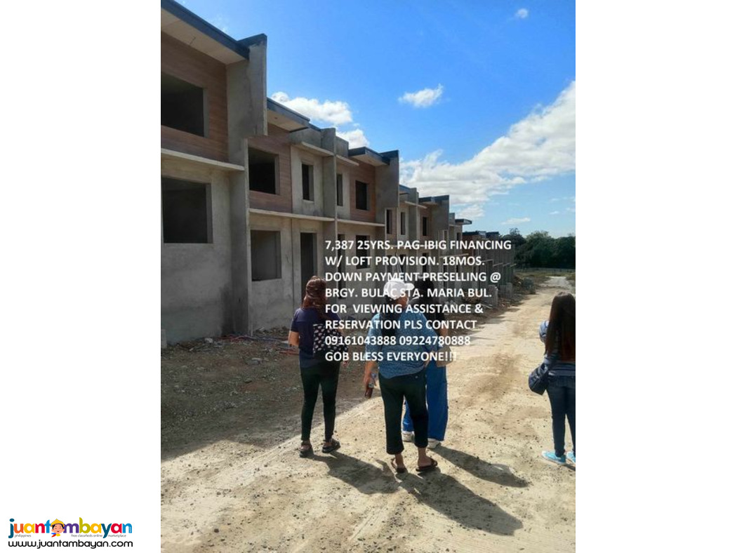 7,387 PAG-IBIG FIN. ROWHOUSE PROVISION W/LOFT @ STA. MARIA BUL.