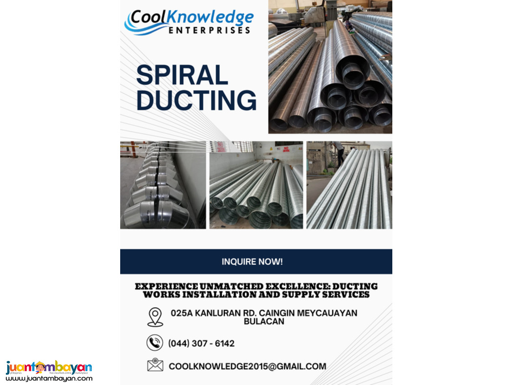 Spiral ducting/Ducting works- nationwide installation service