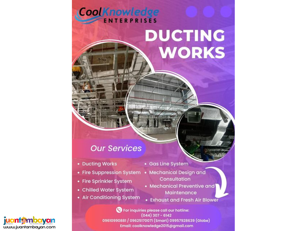 ENGINEERS- DUCTING WORKS FOR ANY ESTABLISHMENTS- SUPPLY + INSTALL
