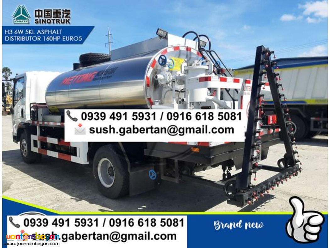 5,000 liters Asphalt Distributor Truck Euro 5 Sinotruk Homan h3