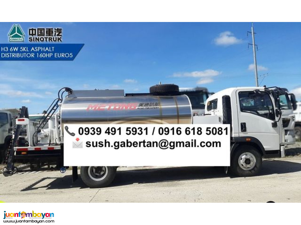 5,000 liters Asphalt Distributor Truck Euro 5 Sinotruk Homan h3
