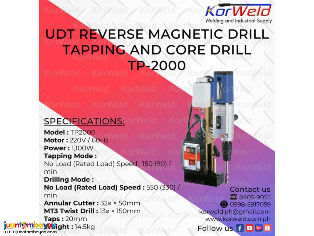 UDT Reverse Magnetic Drill Tapping And Core Drill TP-2000