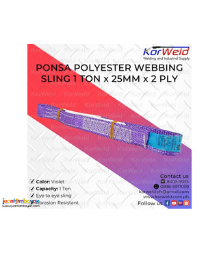 Ponsa Polyester Webbing Sling 1 Ton x 25mm x 2ply