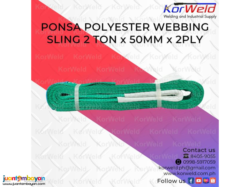 Ponsa Polyester Webbing Sling 2 Ton x 50mm x 2ply