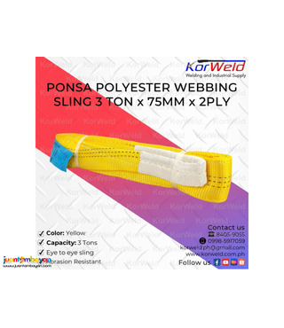 Ponsa Polyester Webbing Sling 3 Ton x 75mm x 2ply