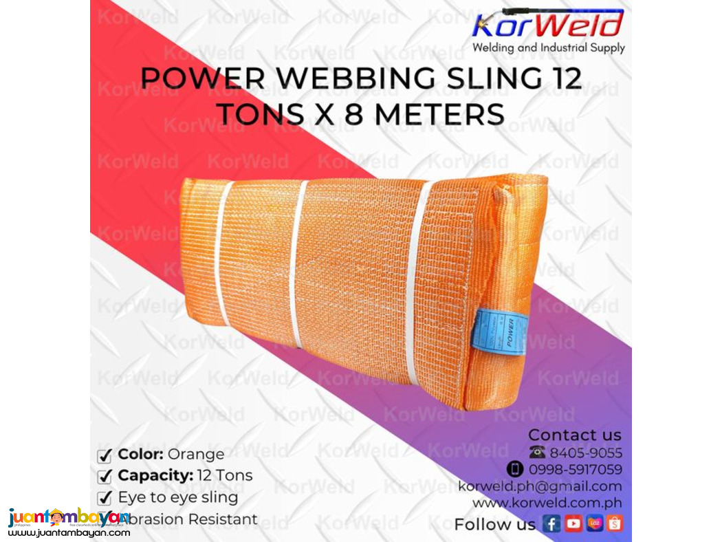 Power Webbing Sling 12 Tons x 8 Meters
