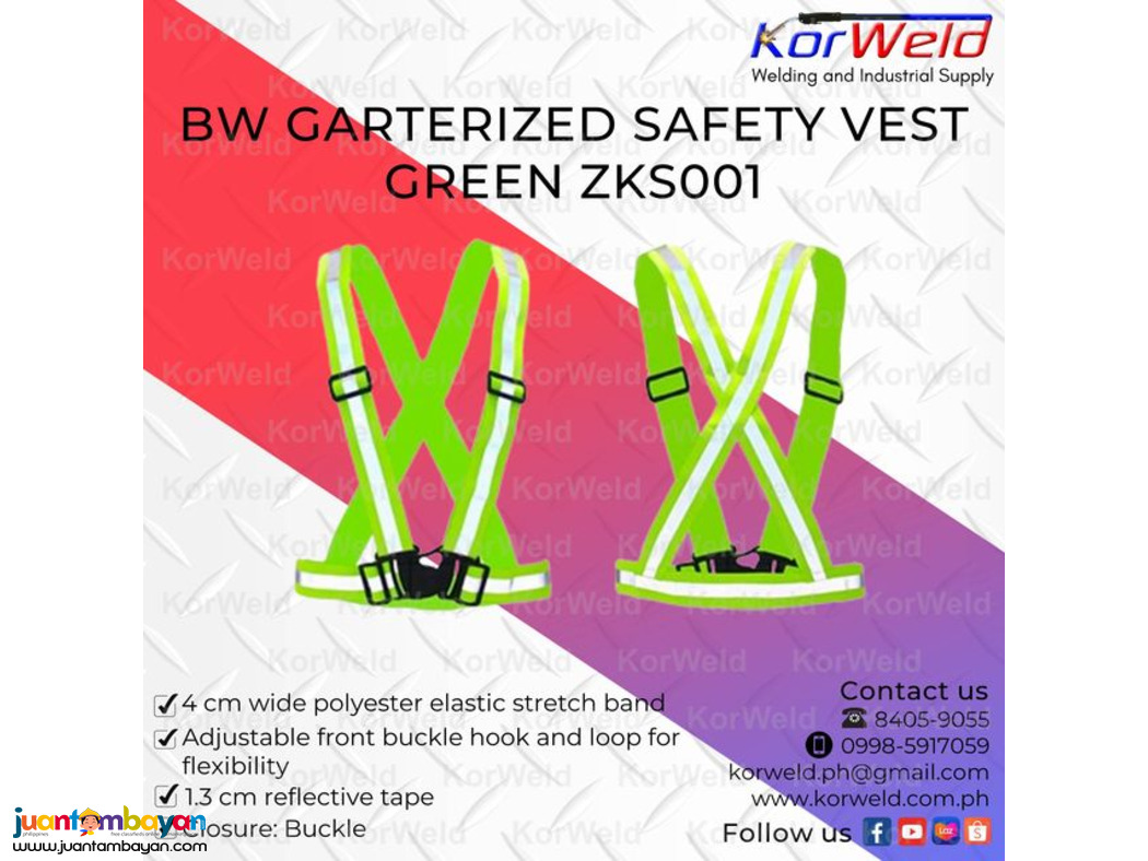 BW Garterized Safety Vest Green ZKS001