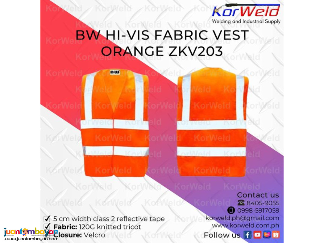 BW Hi-Vis Fabric Vest Orange ZKV203