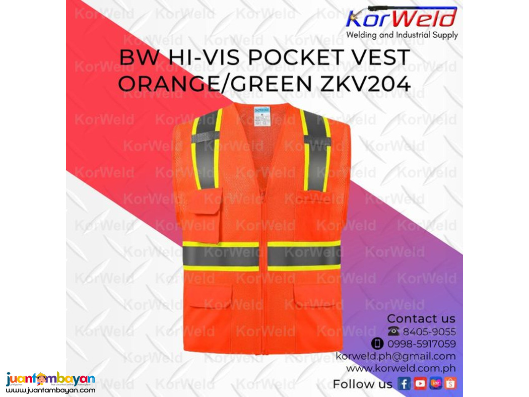 BW Hi-Vis Pocket Vest Orange/Green ZKV204