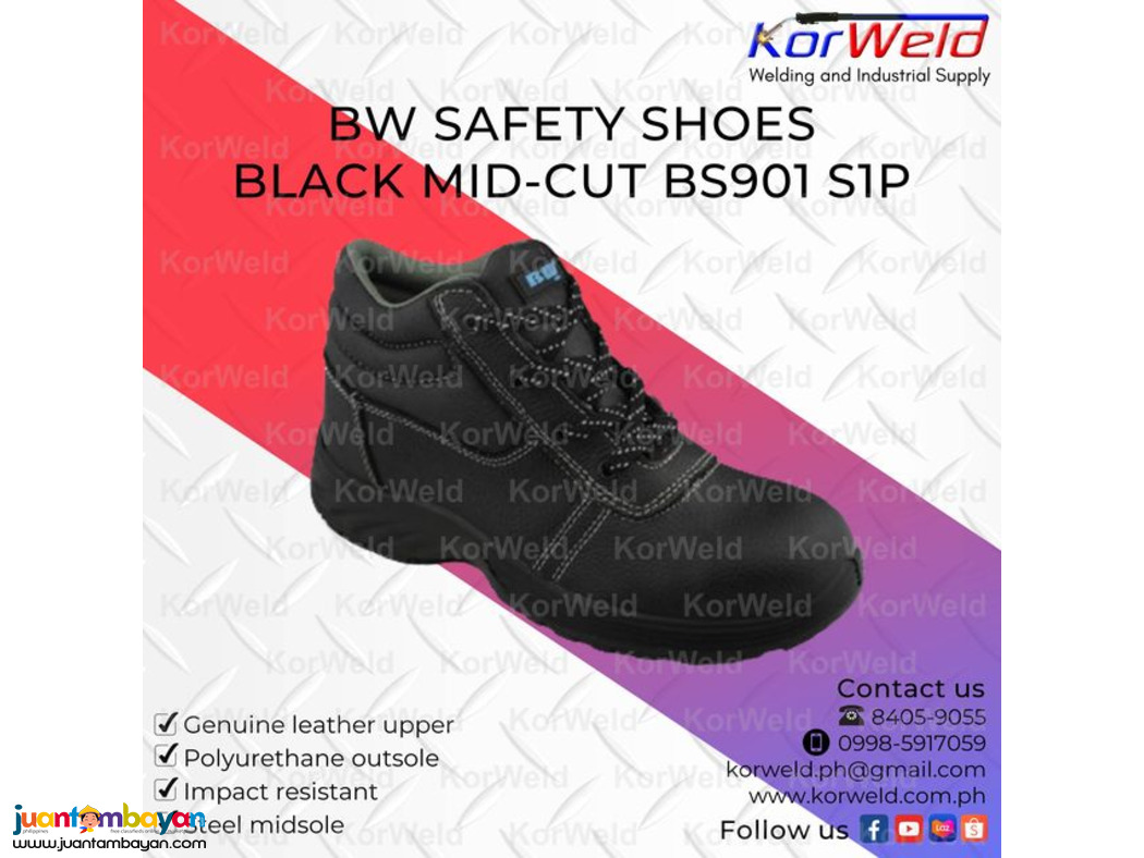 BW Safety Shoes Black Mid-Cut BS901 S1P
