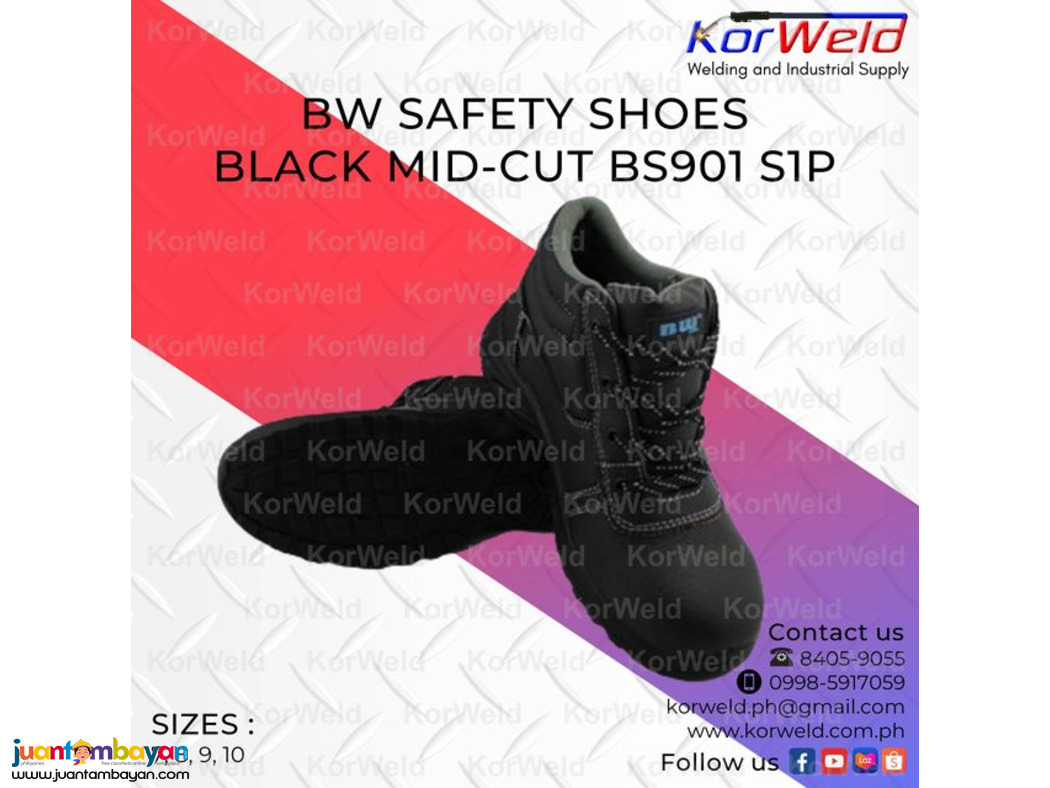 BW Safety Shoes Black Mid-Cut BS901 S1P