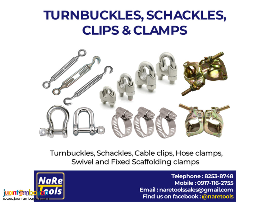 Turnbuckles, Shackles, Clips & Clamps