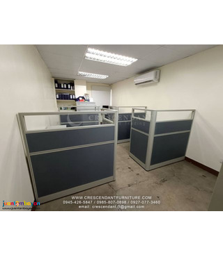 L-SHAPE OFFICE TABLE PARTITION WITH GLASS