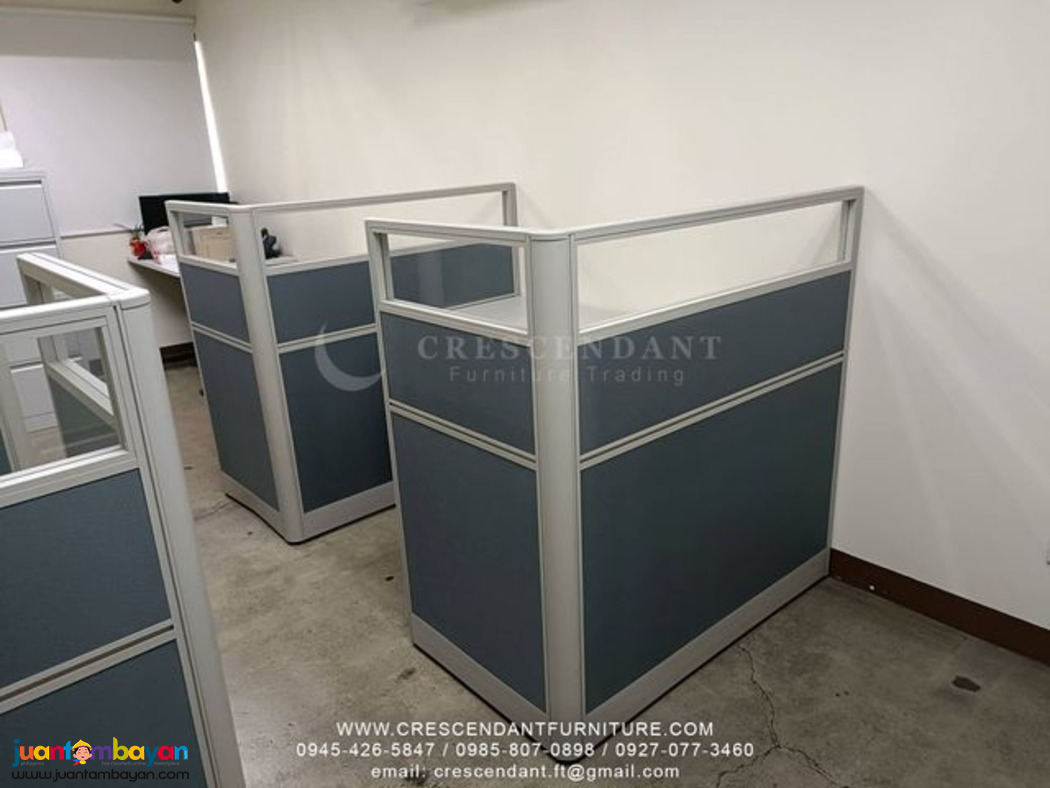 L-SHAPE OFFICE TABLE PARTITION WITH GLASS