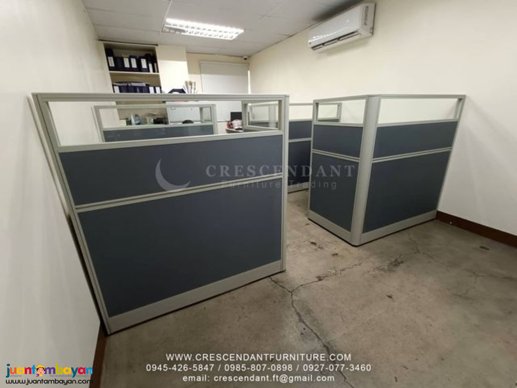 L-SHAPE OFFICE TABLE PARTITION WITH GLASS