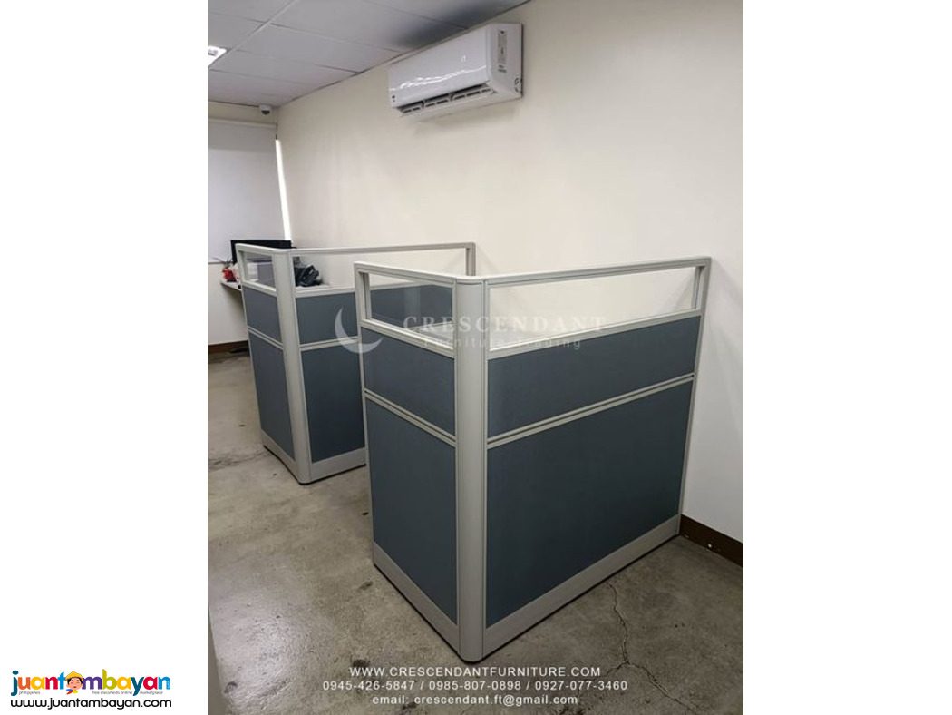 L-SHAPE OFFICE TABLE PARTITION WITH GLASS