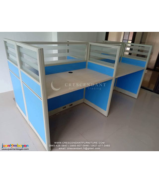 FABRIC PARTITION W/ GLASS AND FROSTICK STRIPE CUBICLE