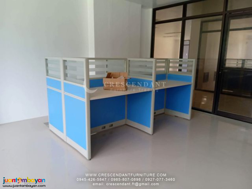 FABRIC PARTITION W/ GLASS AND FROSTICK STRIPE CUBICLE