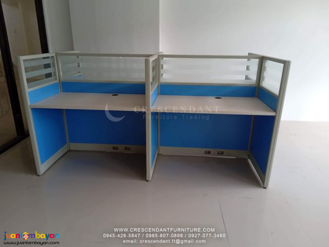 FABRIC PARTITION W/ GLASS AND FROSTICK STRIPE CUBICLE