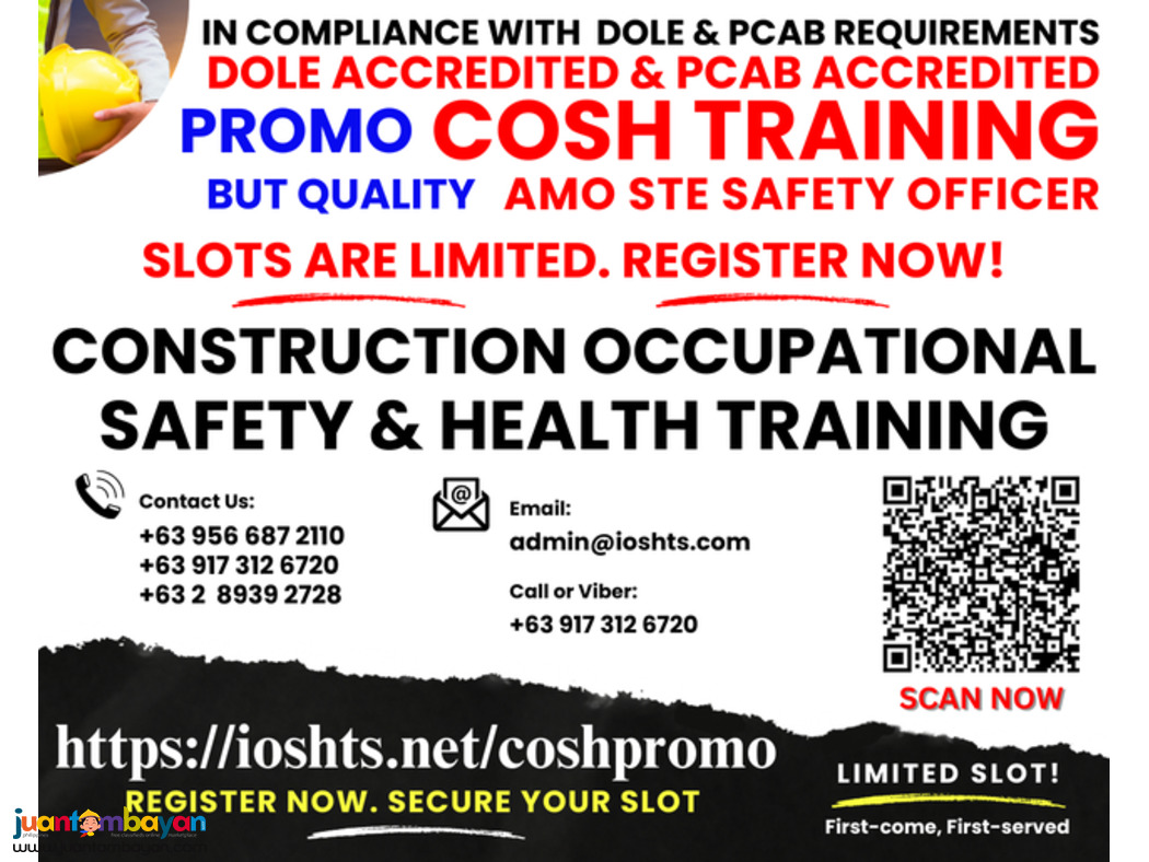 Discounted COSH Training DOLE Accredited COSH PCAB AMO STE Discounted COSH Training DOLE Accredited COSH PCAB AMO STE