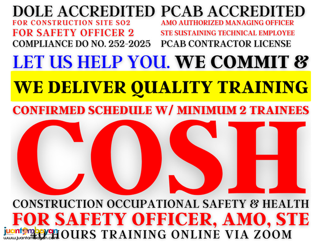 Online DOLE Accredited COSH Training for AMO STE Safety Officer