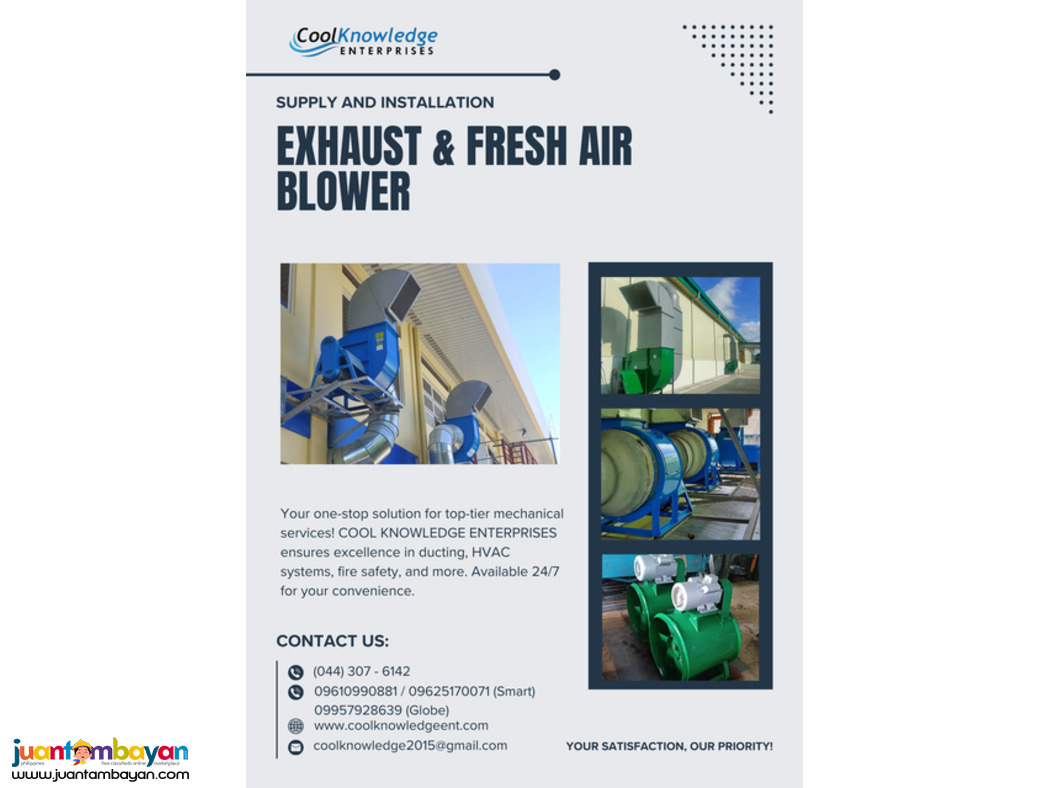 Expert Supply & Installation [Exhaust & Fresh air blower]