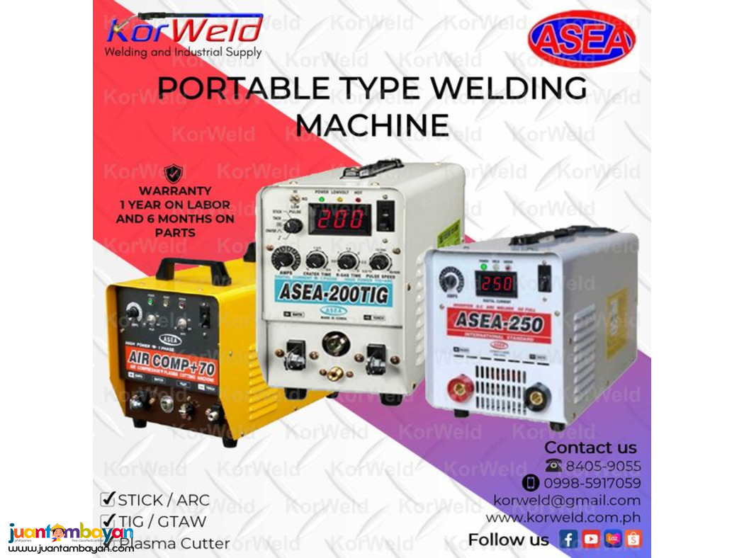 Portable Welding Machine - ASEA Stick/ARC, TIG and Plasma Cutter Portable Welding Machine - ASEA Stick/ARC, TIG and Plasma Cutter
