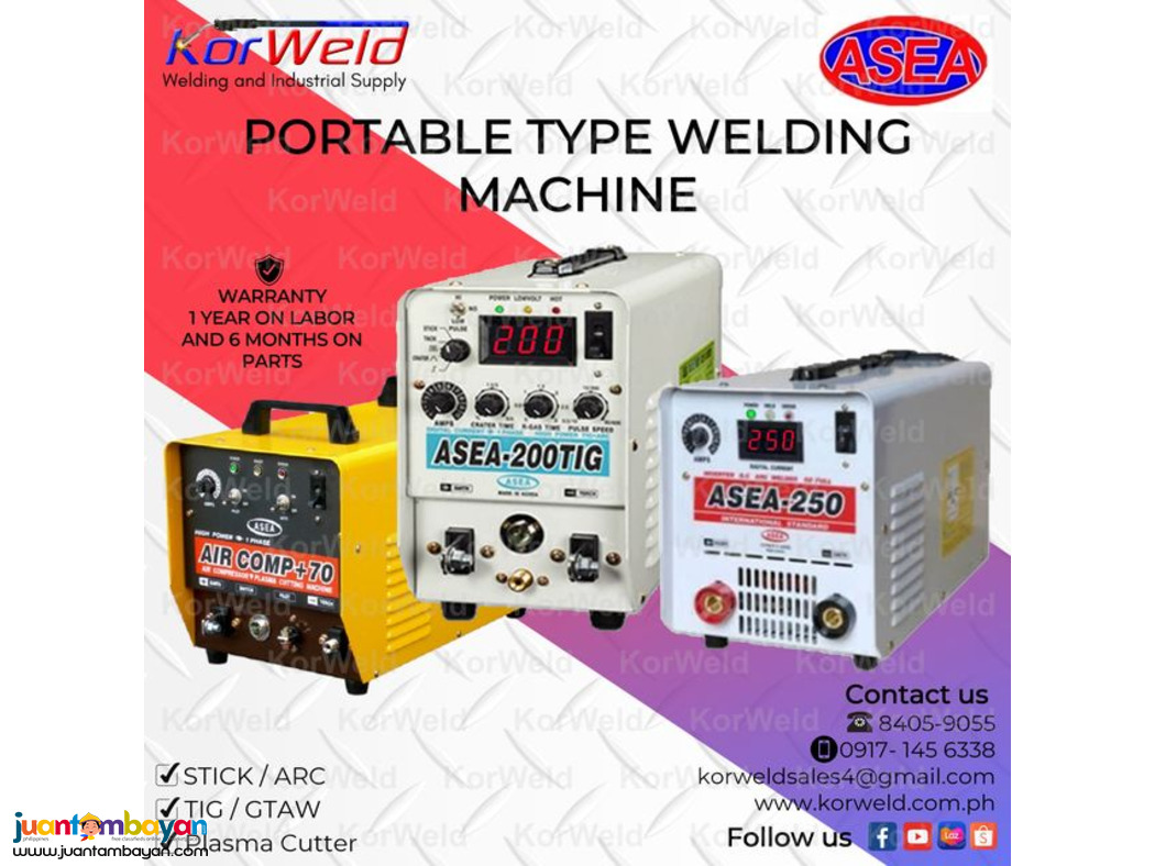 Portable Welding Machine - ASEA Stick/ARC, TIG and Plasma Cutter Portable Welding Machine - ASEA Stick/ARC, TIG and Plasma Cutter