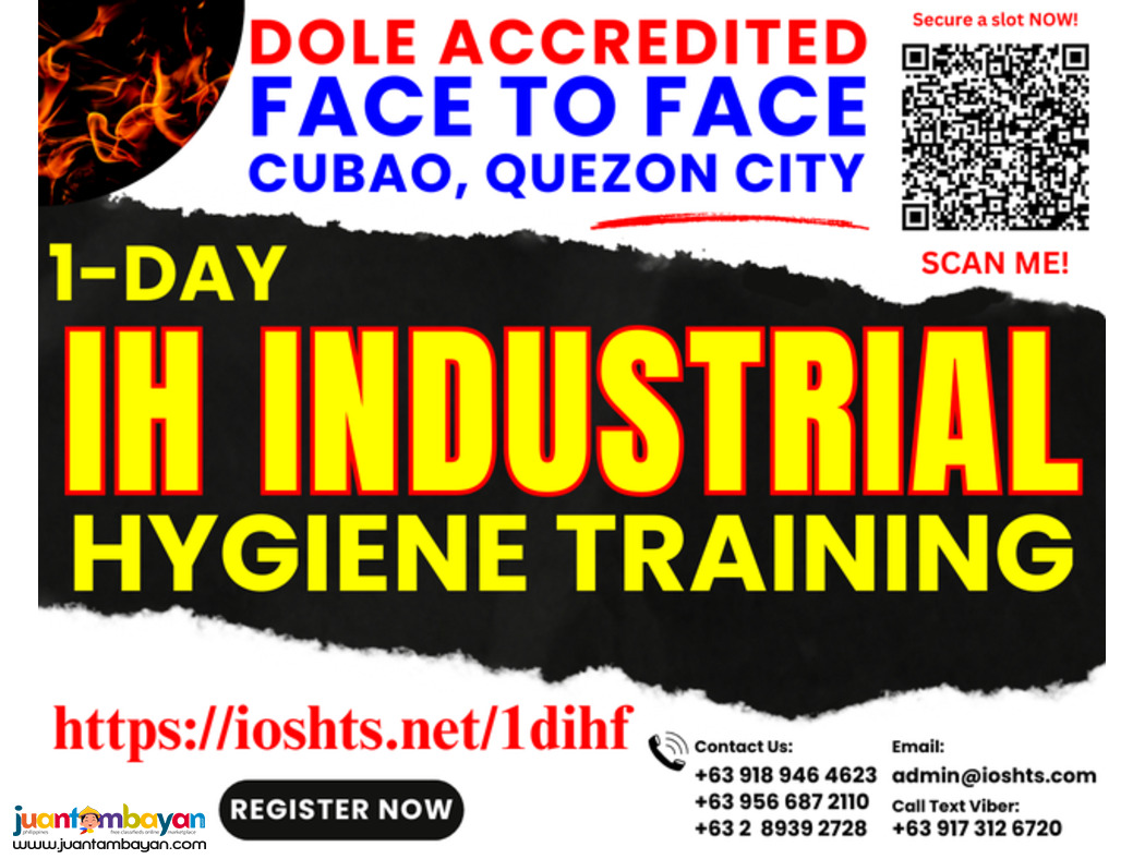 1 day Industrial Hygiene Training Face to Face DOLE Accredited Safety 1 day Industrial Hygiene Training Face to Face DOLE Accredited Safety
