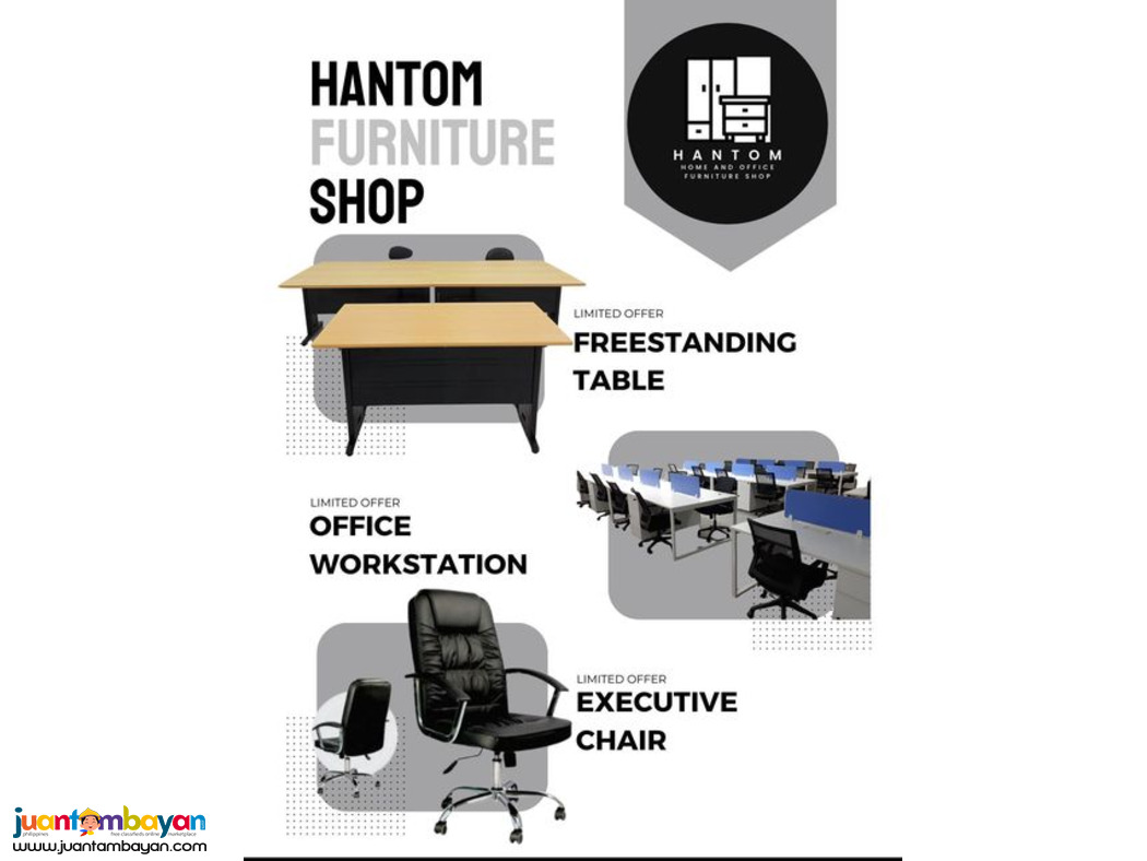 OFFICE WORKSTATION/EXECUTIVE CHAIR/FREE STANDING TABLE