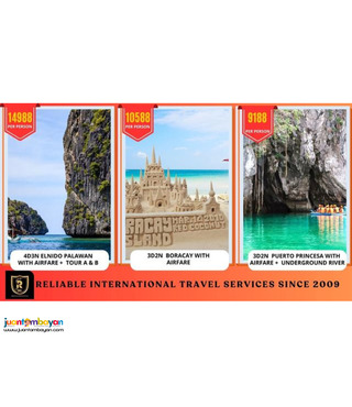 PACKAGE A:  4D3N ELNIDO PALAWAN WITH AIRFARE  -  PHP14,988.00/pax 